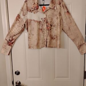 Nwt Women's Beige Map Print Jacket By Cider